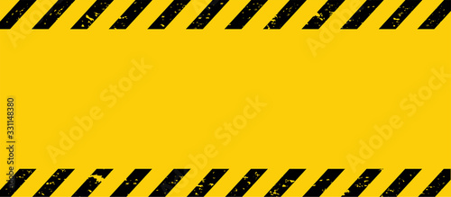 Black and yellow line striped. Caution tape. Blank warning background. Vector illustration	 photo