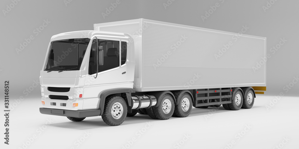 Delivery truck on studio white background