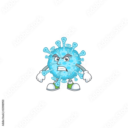 Charming fever coronavirus mascot design style waving hand