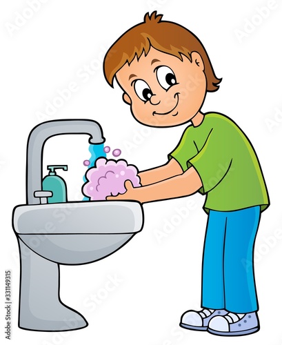 Boy washing hands theme 1