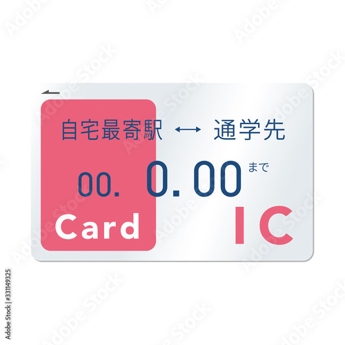 交通系ICカードのベクターイラスト 通学定期券 ピンク
