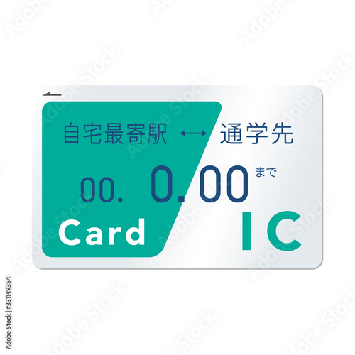 交通系ICカードのベクターイラスト 通学定期券 緑
