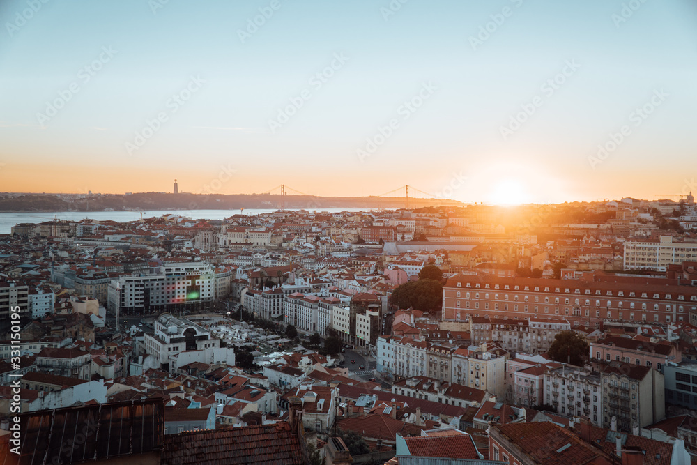 City of Lisbon at the beautiful sunset. Travel destination.
