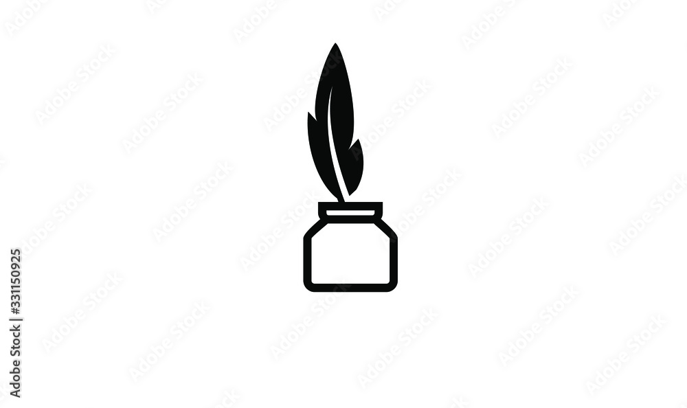 black line inkwell feather logo icon design black line inkwell feather logo icon design