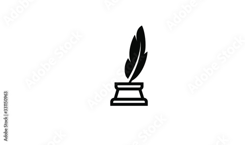 black line inkwell feather logo icon design