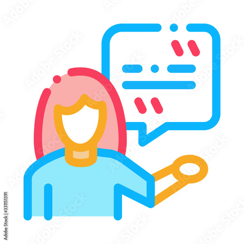 Actor Woman with Replica Icon Vector. Outline Actor Woman with Replica Sign. Isolated Contour Symbol Illustration