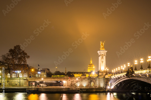  Night view of Alexandre III bridge, paris