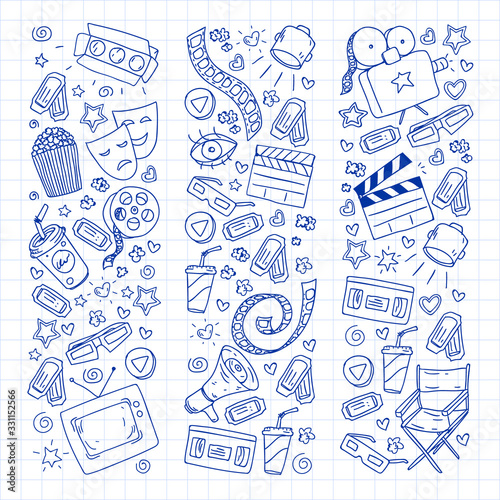 Cinema pattern with vector icons. Movie,