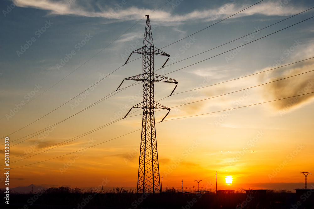 Fototapeta premium large iron poles for electricity