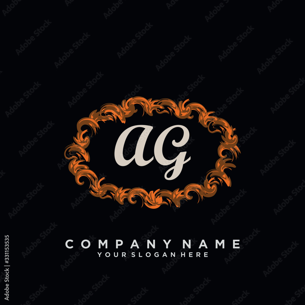 Initial Letter AG Logo With circle Template Vector