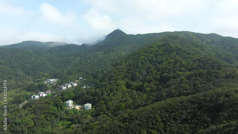 Aerial view of Hong Kong Lion rock country park mountains. Aerial view of Hong Kong Lion rock country park mountains.
