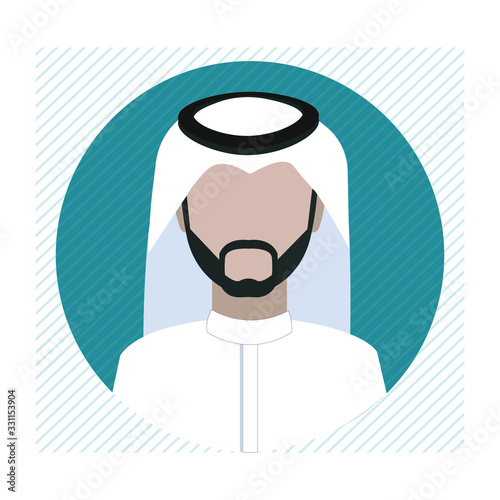 A Saudi man icon wearing shemagh and a thobe
