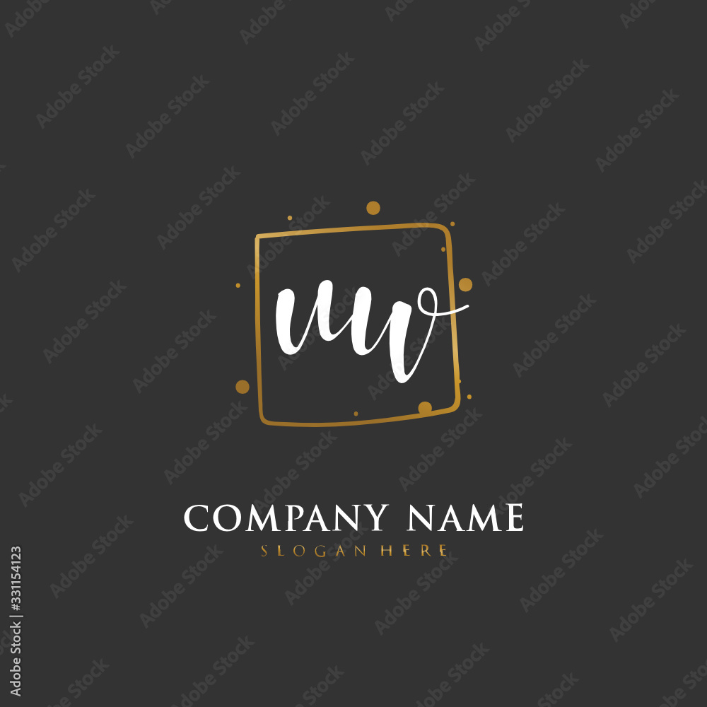 Handwritten initial letter U W UW for identity and logo. Vector logo template with handwriting and signature style.