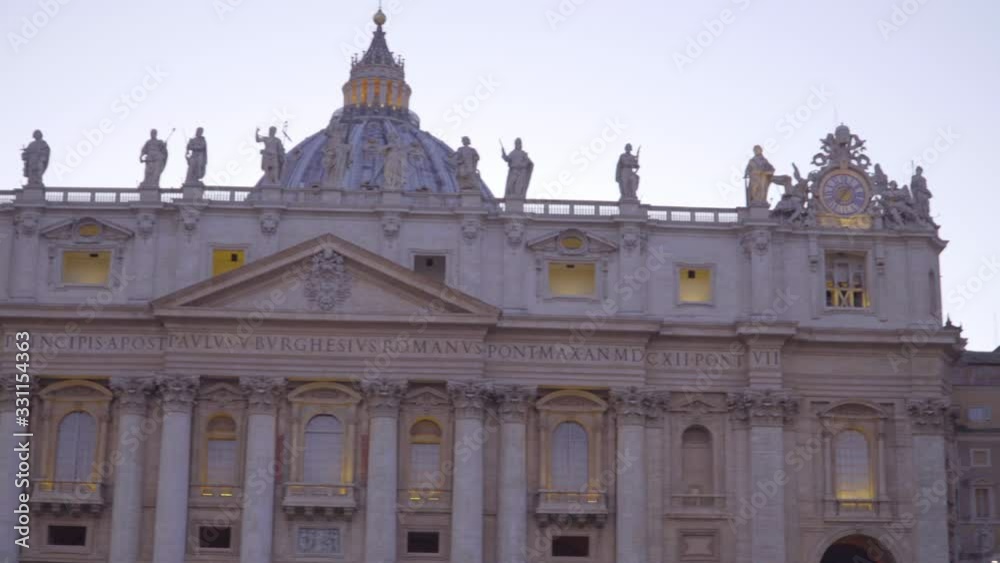 Pan of Front Facade of Saint Peter’s Basilica