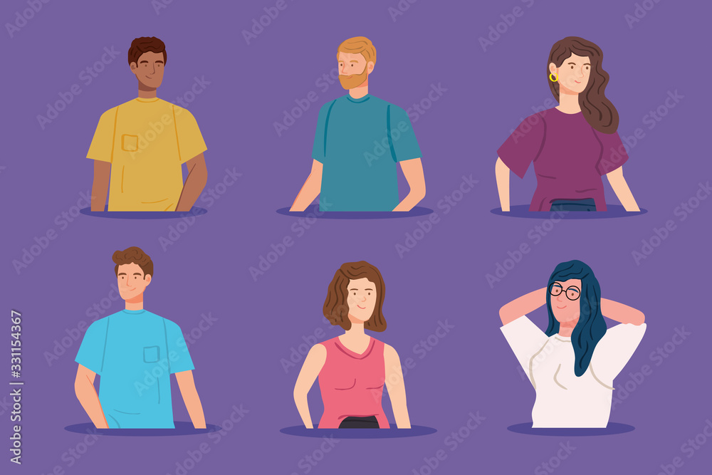 group of young people avatar characters vector illustration design group of young people avatar characters vector illustration design