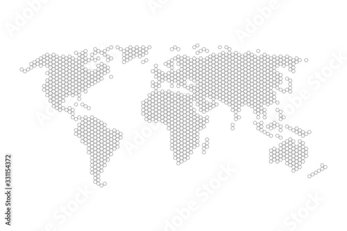 Hexagonal world map vector illustration flat design.
