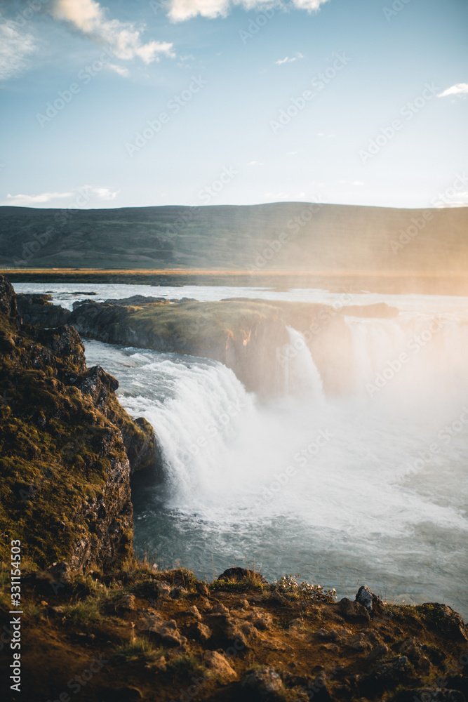 beautiful landscape with a waterfall