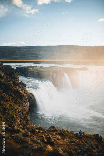 beautiful landscape with a waterfall