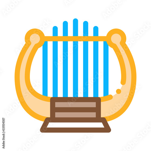 Harp Icon Vector. Outline Harp Sign. Isolated Contour Symbol Illustration
