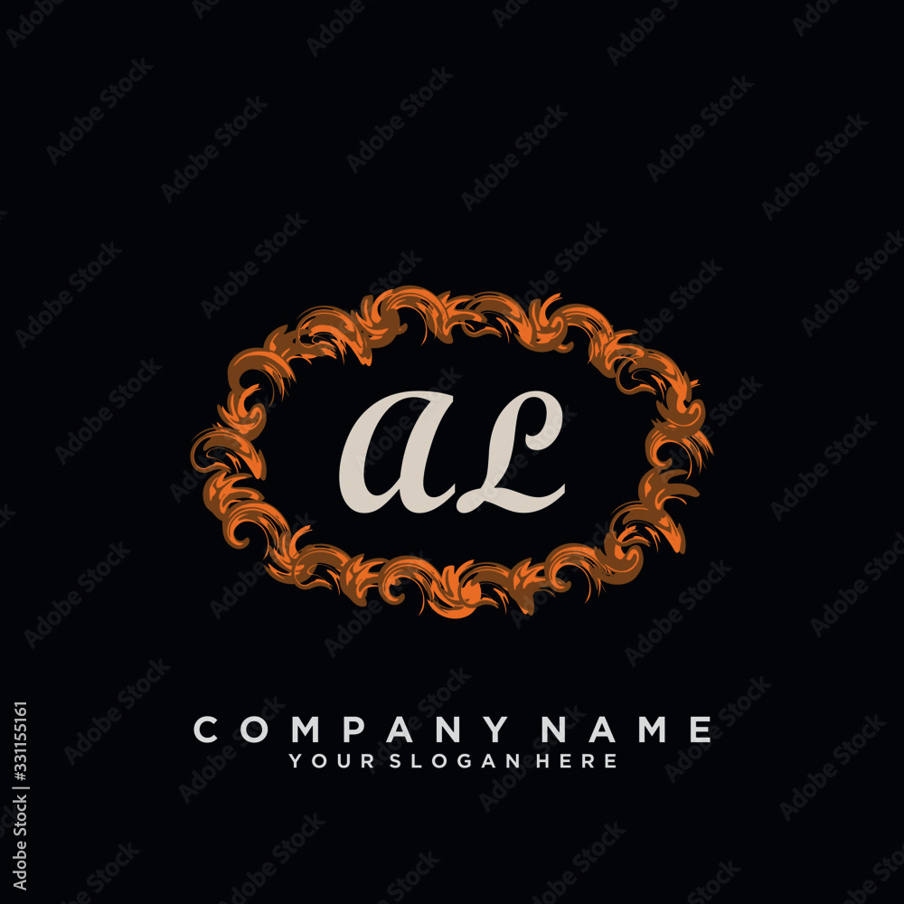 Initial Letter AL Logo With circle Template Vector