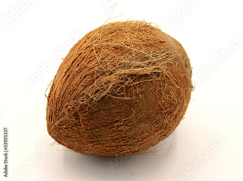 Coconut closeup isolated on white background photo