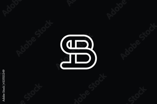 Minimal elegant monogram art logo. Outstanding professional trendy awesome artistic SB BS initial based Alphabet icon logo. Premium Business logo White color on black background