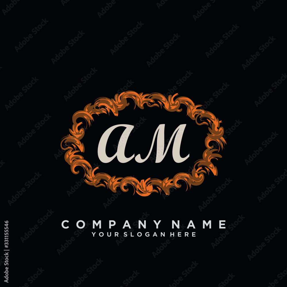 Initial Letter AM Logo With circle Template Vector