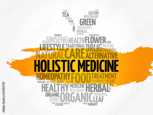 Holistic medicine apple word cloud, health concept background