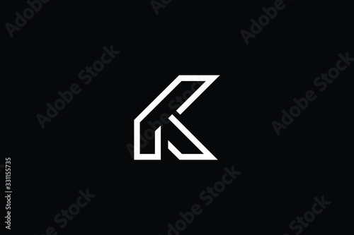 Minimal elegant monogram art logo. Outstanding professional trendy awesome artistic K KK initial based Alphabet icon logo. Premium Business logo White color on black background