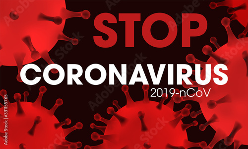 Novel Coronavirus COVID-19 medical infection.Virus protection covid19 molecule on red. Dangerous asian ncov corona virus pandemic risk background design.