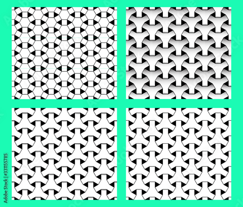 Seamless geometric stencil pattern, vector art