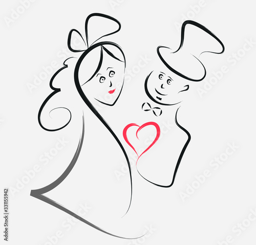 wedding couple vector illustration of bride and groom