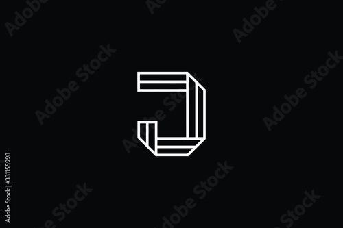 Minimal elegant monogram art logo. Outstanding professional trendy awesome artistic J JJ JJJ initial based Alphabet icon logo. Premium Business logo White color on black background © FinalDesignz