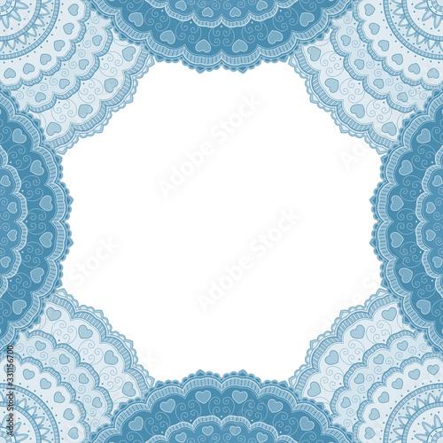 Abstract floral decorative frame for greeting card or invitation in ethnic style