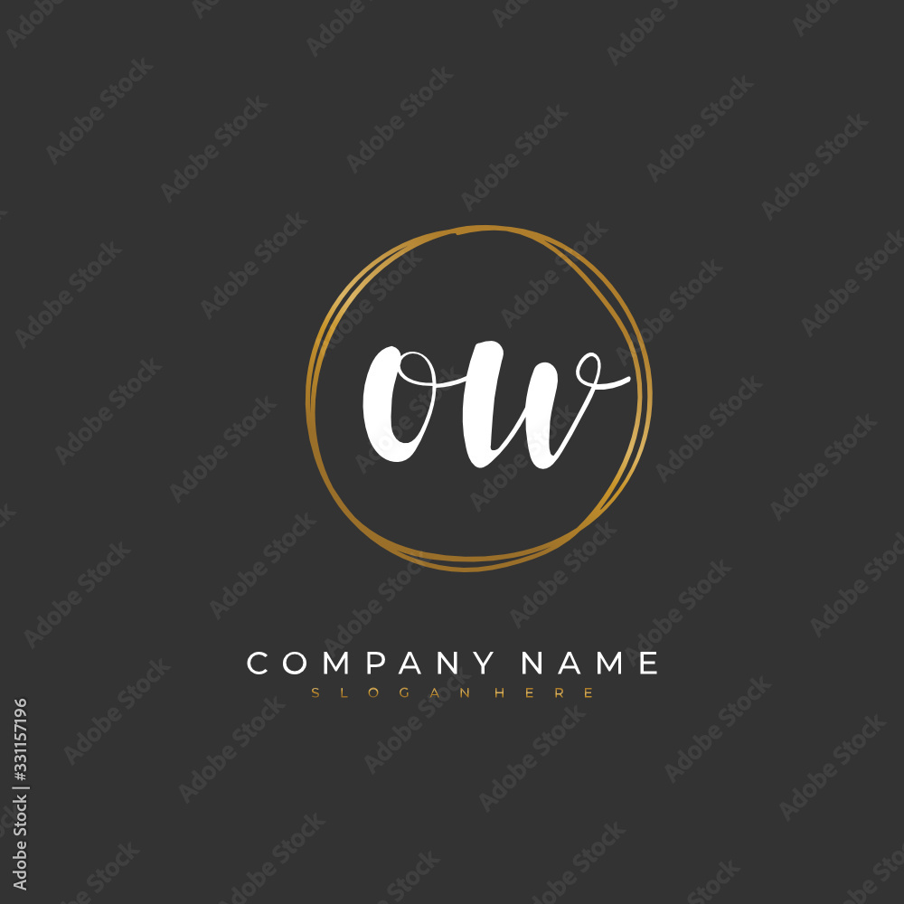 Handwritten initial letter O W OW for identity and logo. Vector logo template with handwriting and signature style.