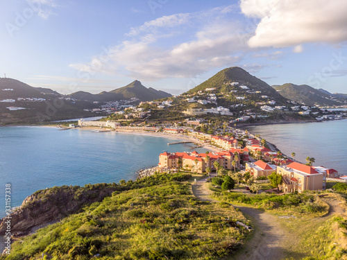 Aerial view of the island of Sint Maarten photo