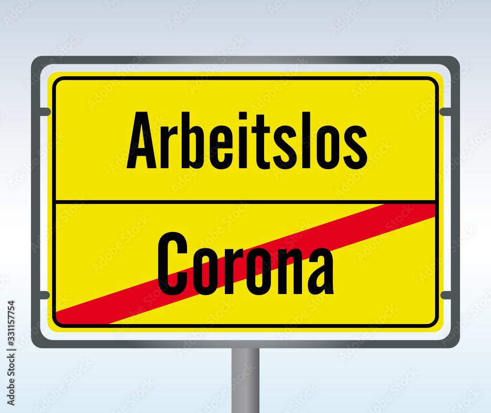 Straßenschild Corona Arbeitslos Schild Ende Anfang Zukunft Vergangenheit durchgestrichen Straßenschild Corona Arbeitslos Schild Ende Anfang Zukunft Vergangenheit durchgestrichen