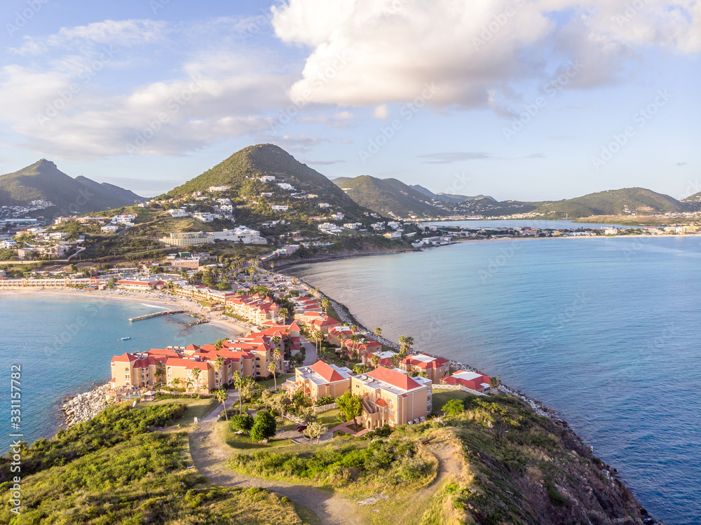Aerial view of the island of Sint Maarten