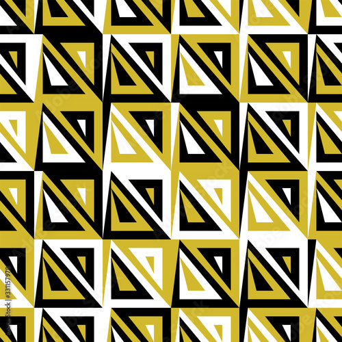 Abstract geometric gold and black and white pattern