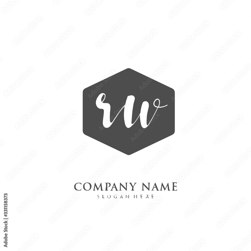 Handwritten initial letter R W RW for identity and logo. Vector logo template with handwriting and signature style.