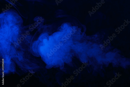 blue smoke on a black background, suitable for advertising a hookah, vape, car smoke, photo shoot or creating a different atmosphere