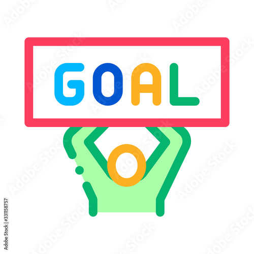Man with Sign Goal Icon Vector. Outline Man with Sign Goal Sign. Isolated Contour Symbol Illustration
