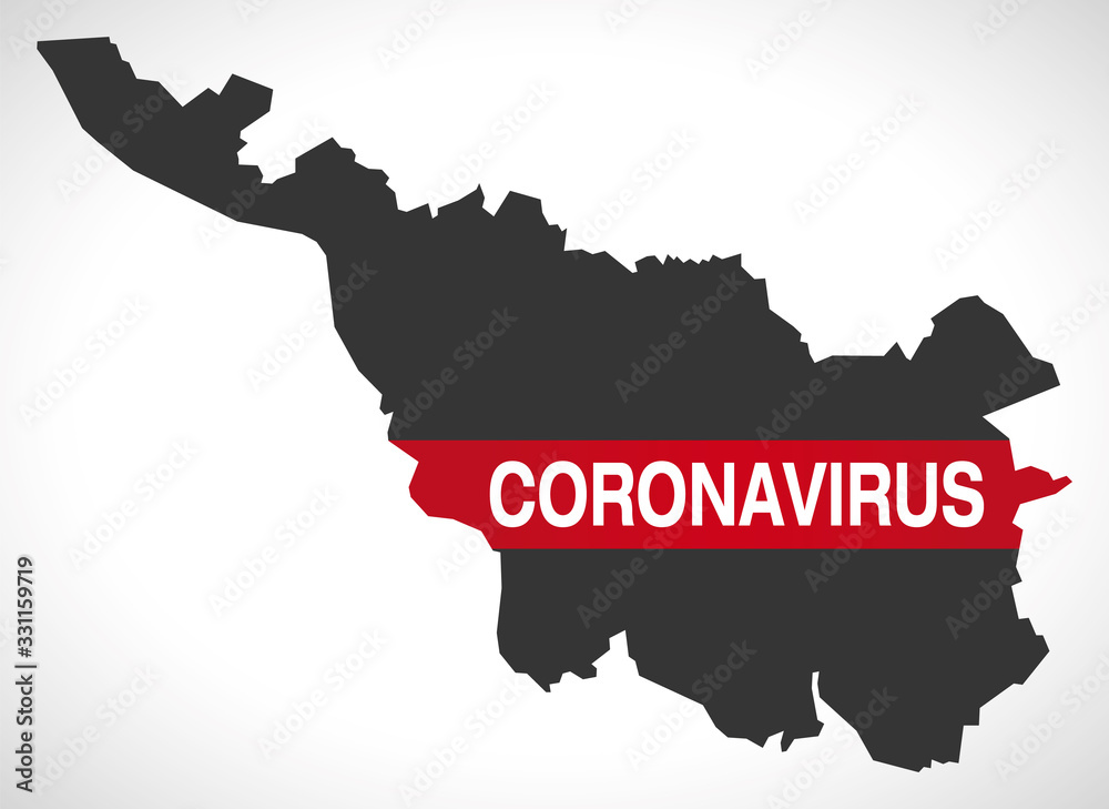 Bremen GERMANY federal state map with Coronavirus warning illustration