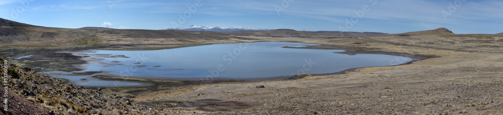 Lake Lagunillas Andes Southeastern Peru. Highlands. Panorama