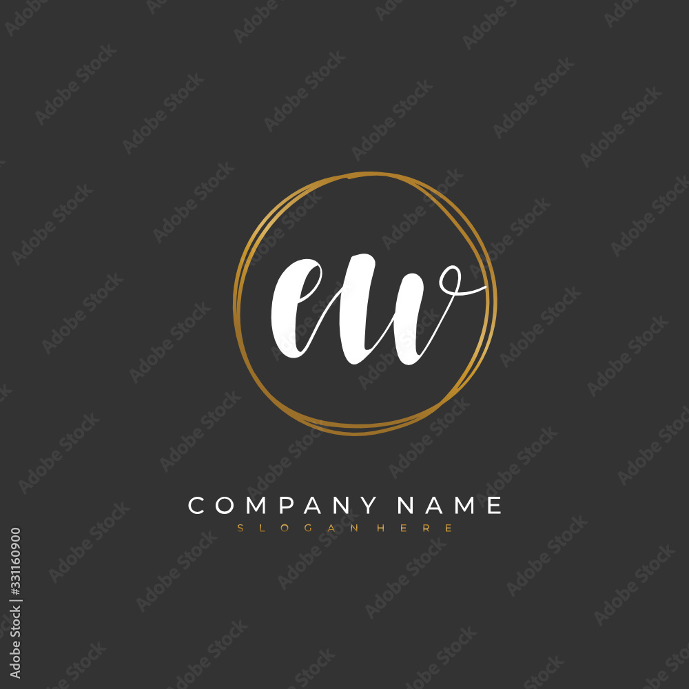 Handwritten initial letter E W EW for identity and logo. Vector logo template with handwriting and signature style. Handwritten initial letter E W EW for identity and logo. Vector logo template with handwriting and signature style.