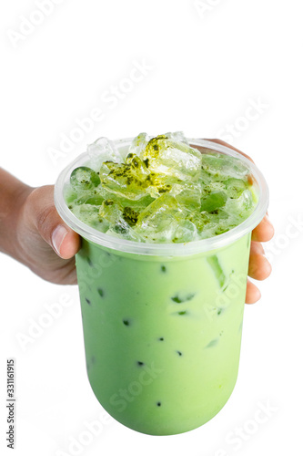 matcha green tea latte with bubble