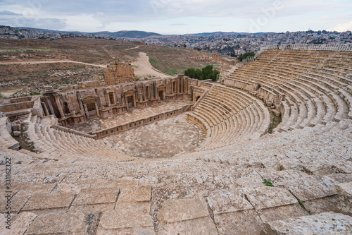Roman theater in Jerash ruin and ancient city in Jordan, Arab