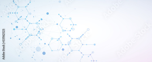 Template for science and technology presentation. Plexus style background.