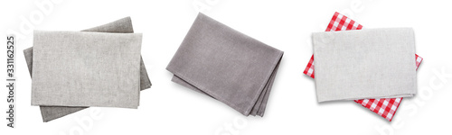 Napkins isolated on white top view mockup. Set