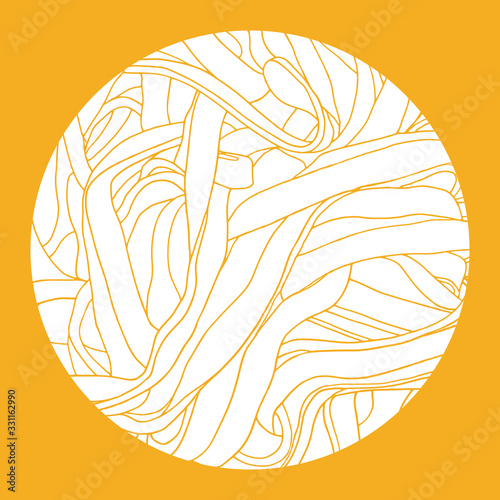 Noodle vector illustration in the circle.  Abstract hand drawing background